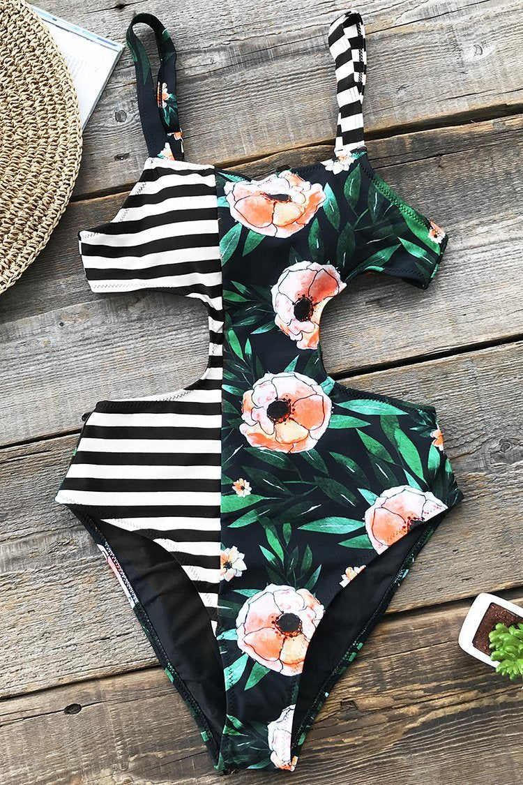 High Leg Poppy Onepiece Swimsuit