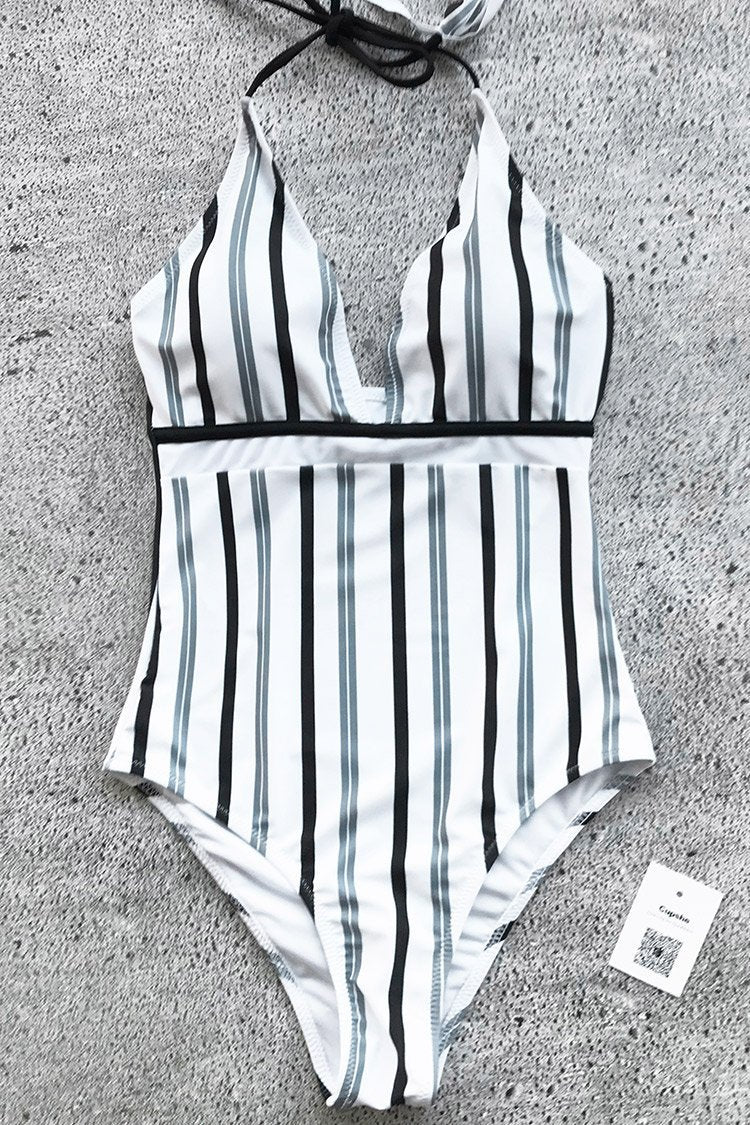 Ice Snow Love Stripe Onepiece Swimsuit