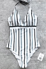 Ice Snow Love Stripe Onepiece Swimsuit img 1