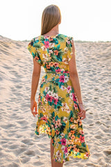 Hawaiian Floral Ruffle Midi Dress img 1