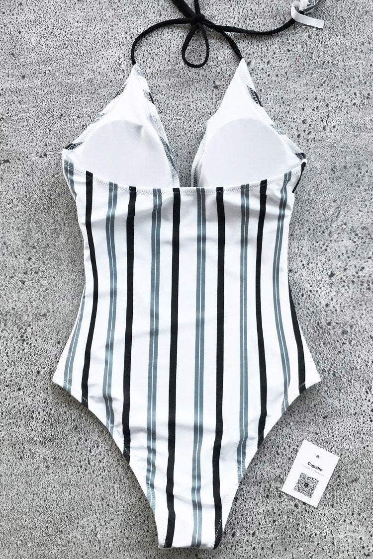 Ice Snow Love Stripe Onepiece Swimsuit