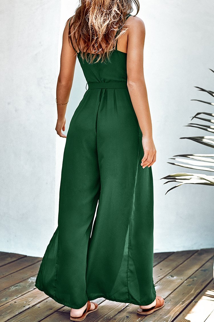 Green Vneck Jumpsuit