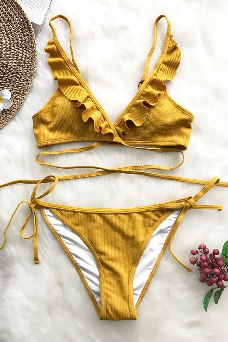 Hawaii Sunrise Falbala Bikini Set